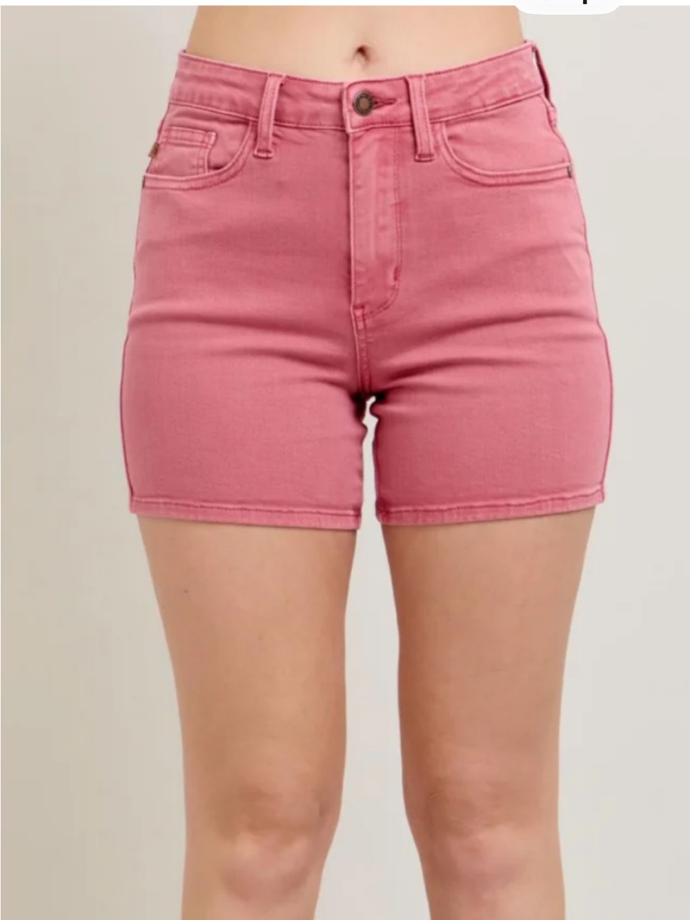 Judy Blue Rose LARGE High-Waist Pink Denim Shorts - Women's Casual Summer Shorts